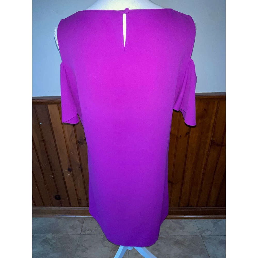 Womens Gianni Bini Purple Cold Shoulder Flutter Sleeve‎ Spring Summer Dress S - Picture 5 of 8